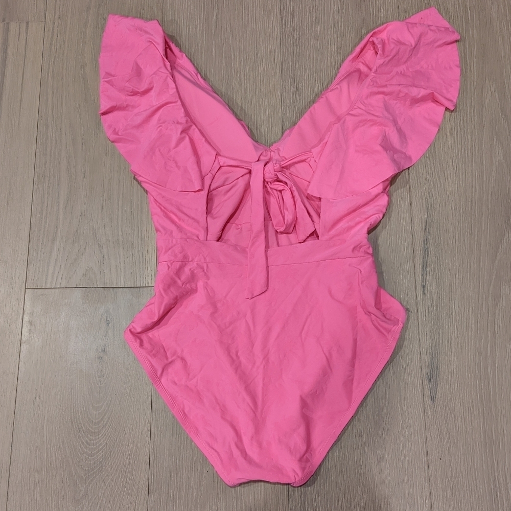 Pink Ruffled One Piece Swimsuit - Picture 8 of 8